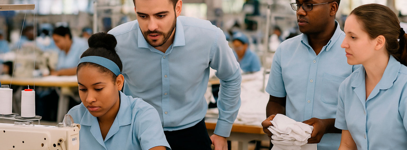 CODEVI employees receiving skills training at L’Ekol and children attending Tipa Tipa daycare—examples of CODEVI’s commitment to community development and social impact.